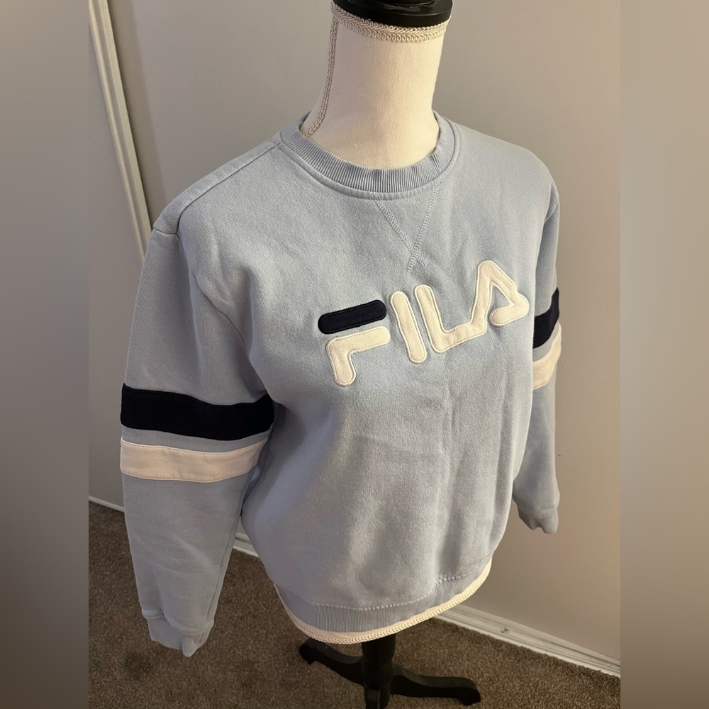FILA women's light and navy blue crewneck size medium - Picture 3 of 8